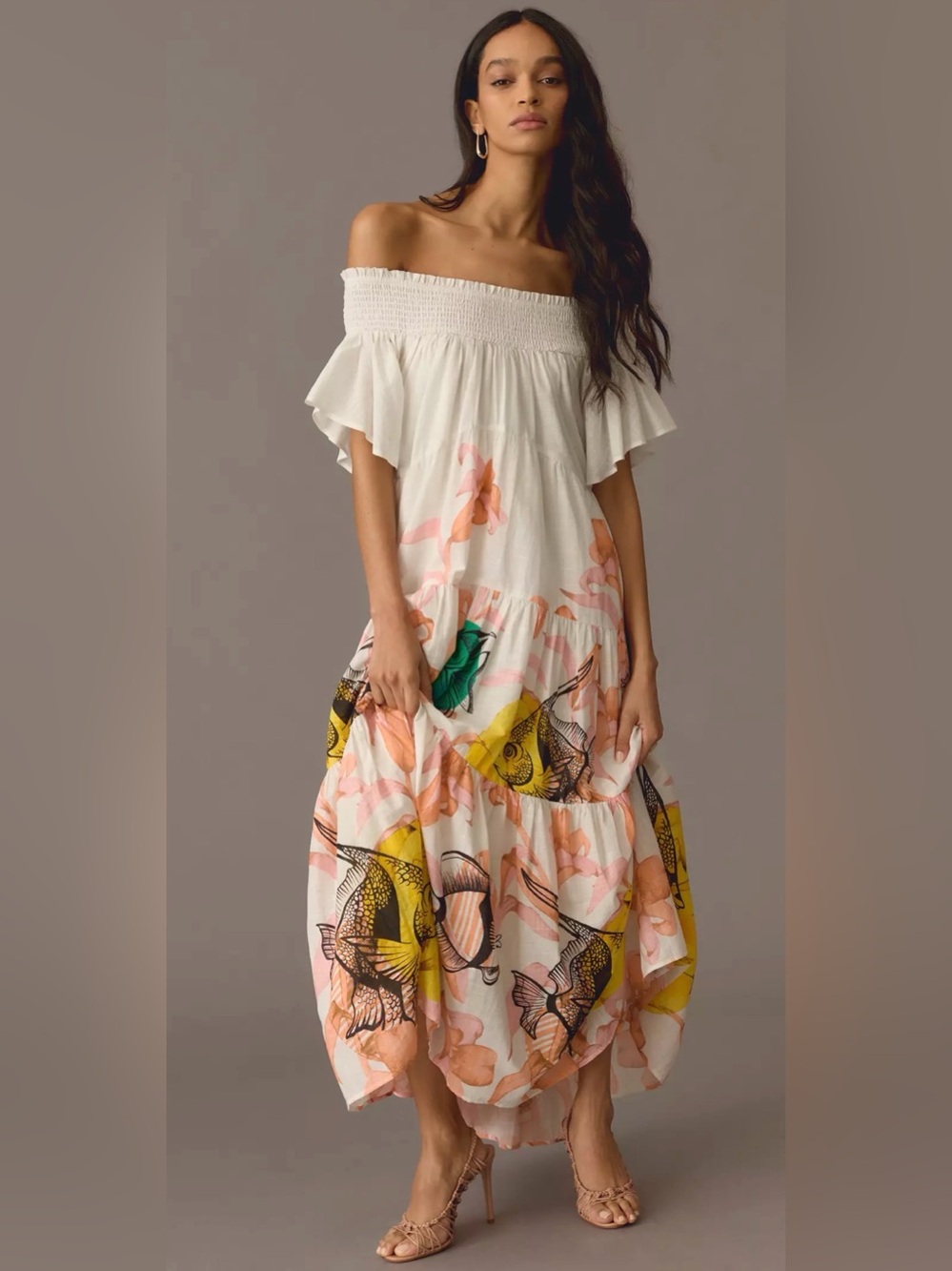 Anthropologie Pia Binazzi Tiered Off The Shoulder Maxi Dress‎ Sz Small NWT!